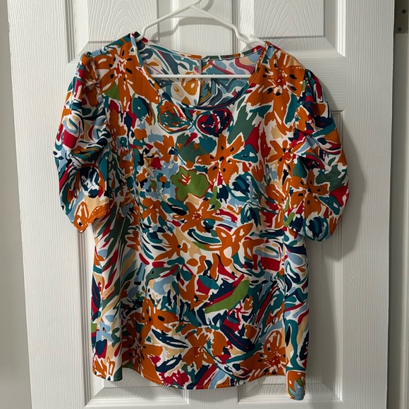NWOT abstract/floral blouse - Picture 1 of 5